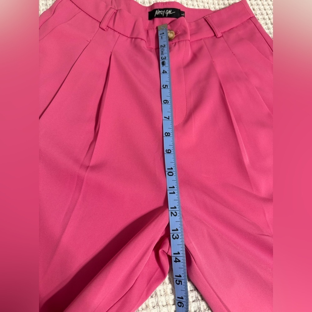 Nasty Gal Elegant High-Waist Pink Wide-Leg Women's Pants - Picture 9 of 11